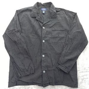 POLO RALPH LAUREN Pajama Shirt Mens Large Black Button up‎ Loungewear Sleepwear
